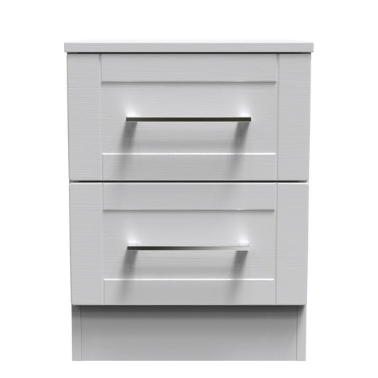 York Bedside Table Grey 2 Drawers 37cm