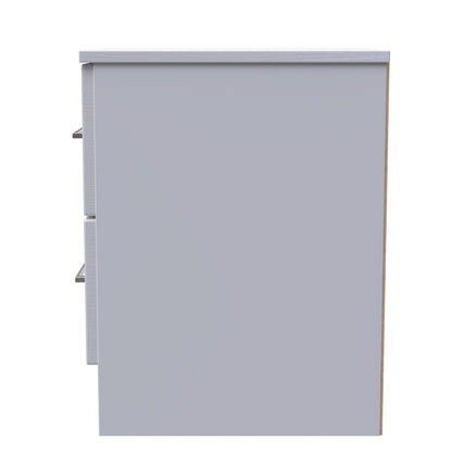 York Bedside Table Grey 2 Drawers 37cm