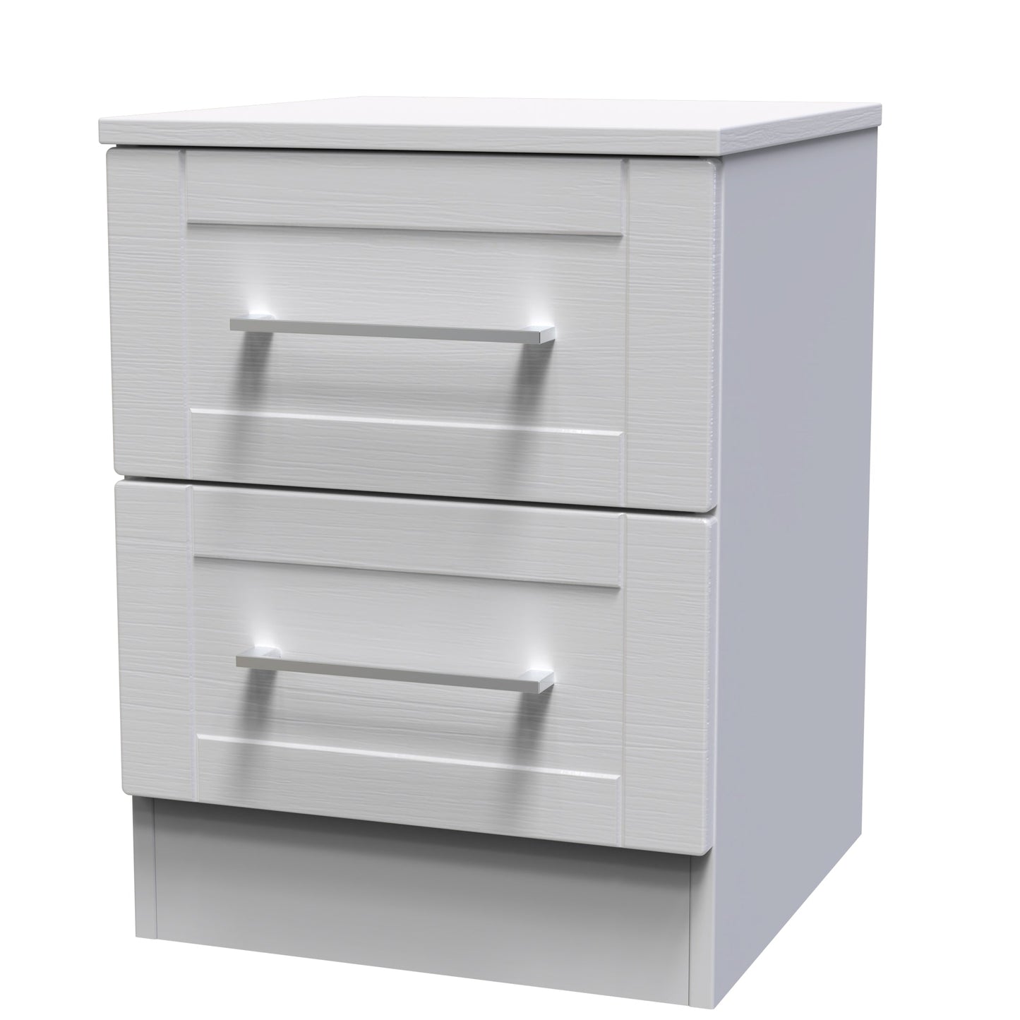 York Bedside Table Grey 2 Drawers 37cm