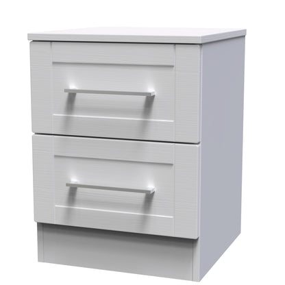 York Bedside Table Grey 2 Drawers 37cm