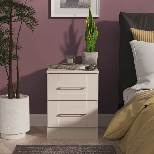 York Bedside Table Cream 2 Drawers 37cm