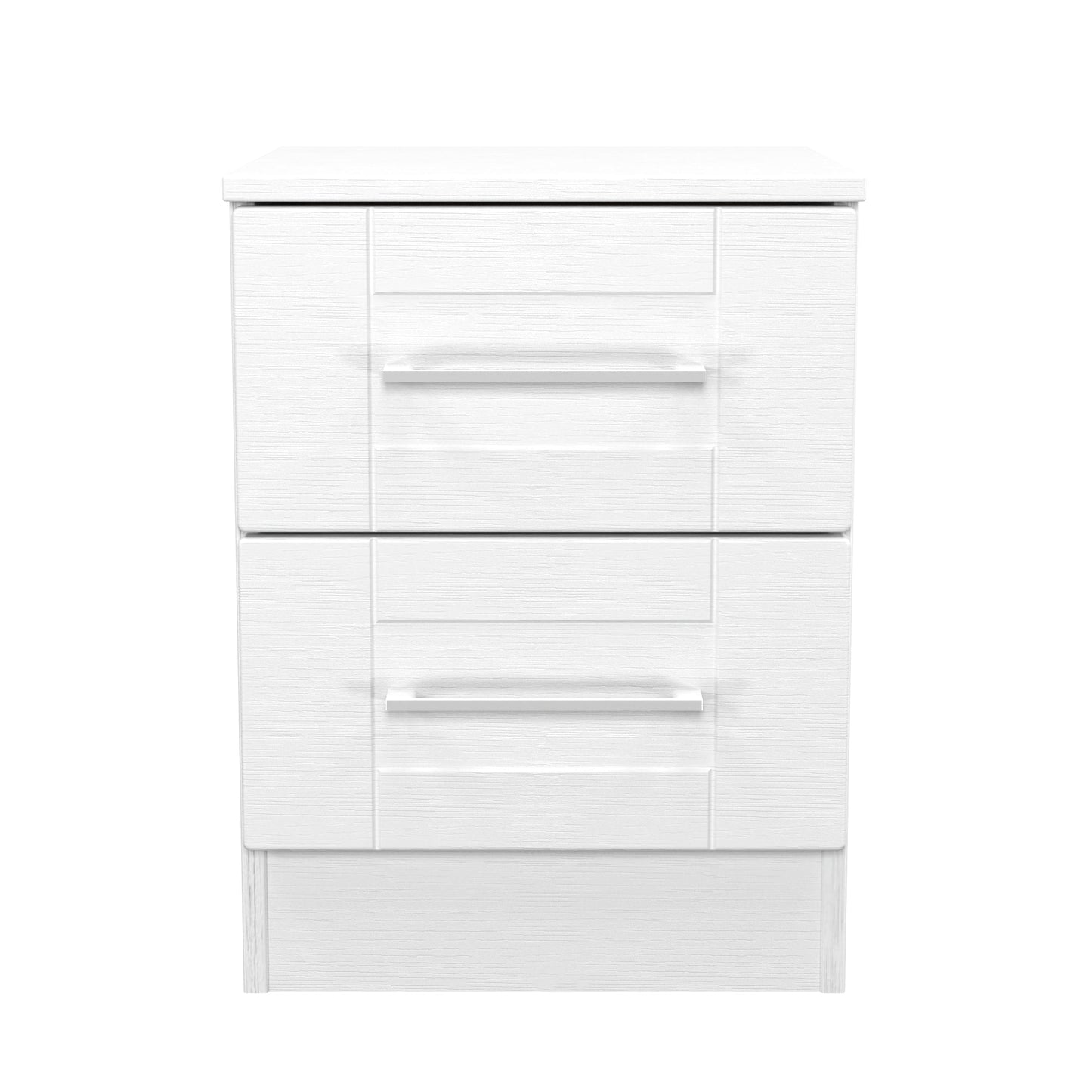 York Bedside Table White 2 Drawers 37cm