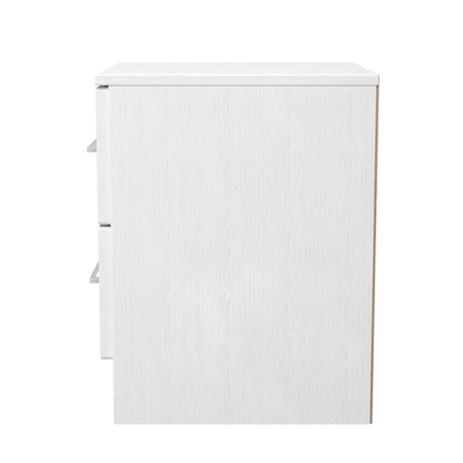 York Bedside Table White 2 Drawers 37cm