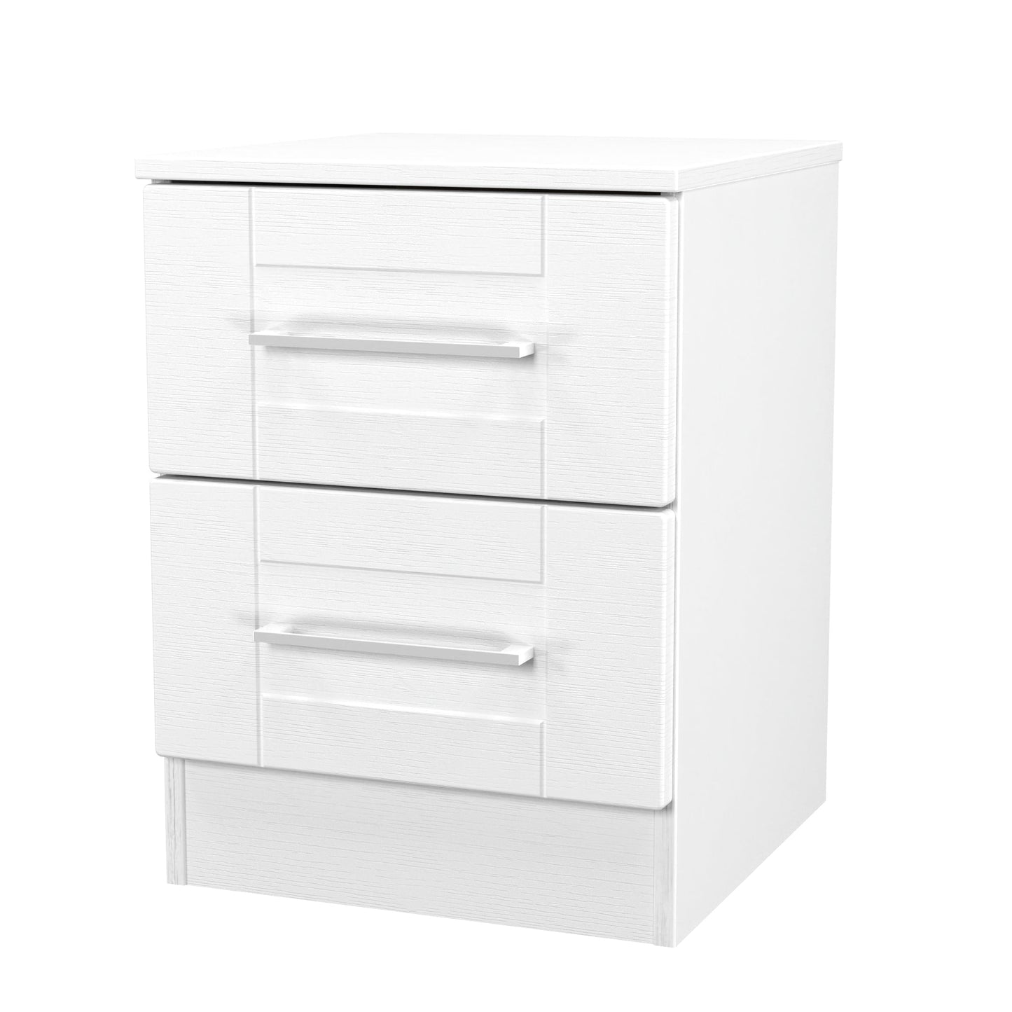 York Bedside Table White 2 Drawers 37cm