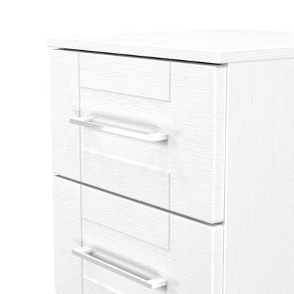 York Bedside Table White 2 Drawers 37cm