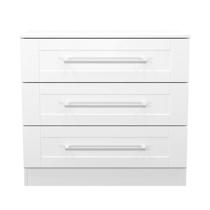 York Chest of Drawers White 3 Drawers 74cm