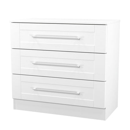 York Chest of Drawers White 3 Drawers 74cm