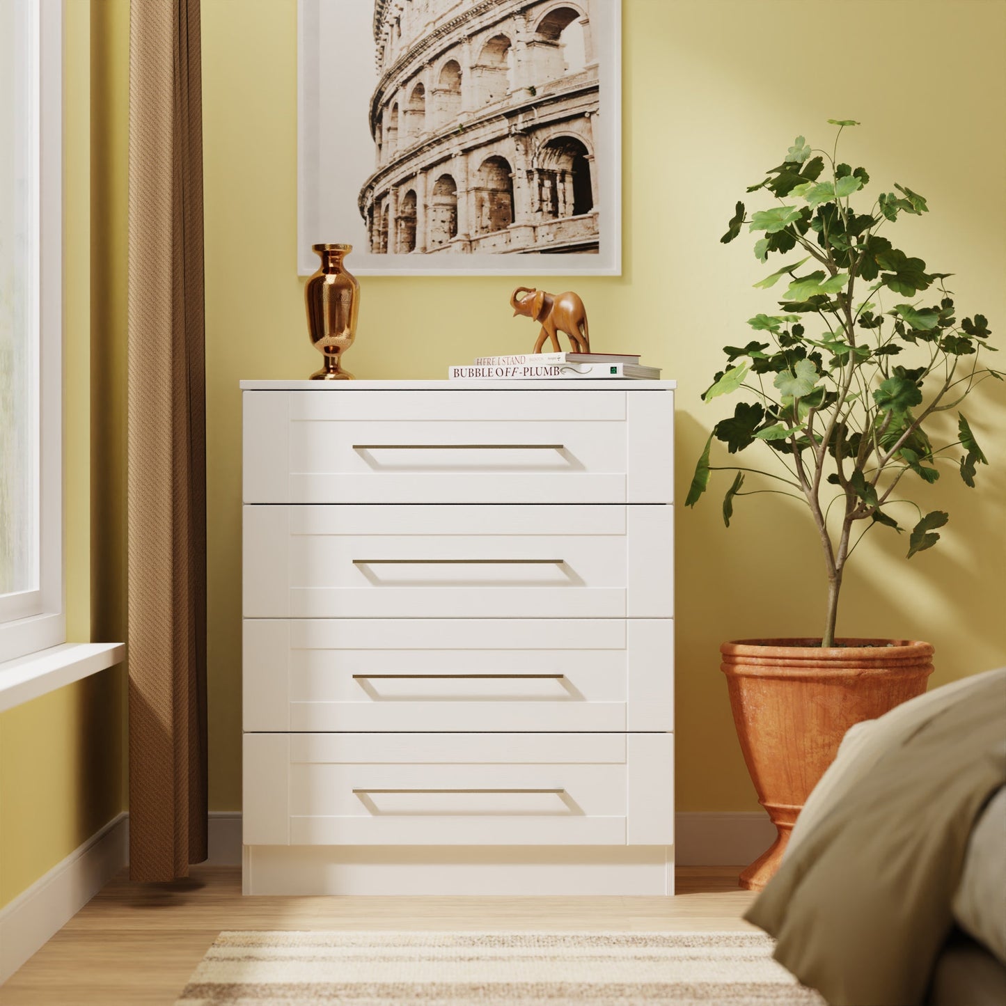 York Chest of Drawers White 4 Drawers 74cm