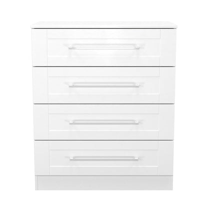 York Chest of Drawers White 4 Drawers 74cm