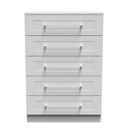York Tall Chest of Drawers Grey 5 Drawers 74cm