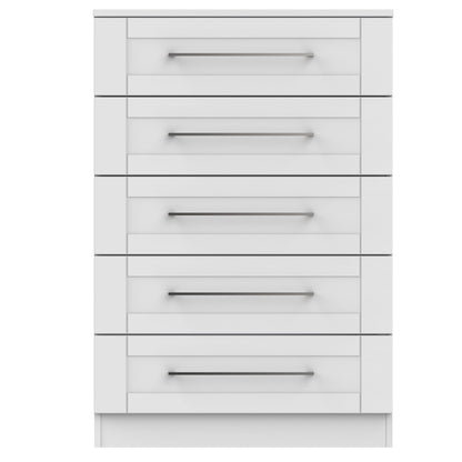 York Tall Chest of Drawers Grey 5 Drawers 74cm