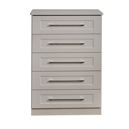 York Tall Chest of Drawers Cream 5 Drawers 74cm
