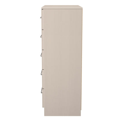 York Tall Chest of Drawers Cream 5 Drawers 74cm