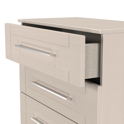 York Tall Chest of Drawers Cream 5 Drawers 74cm