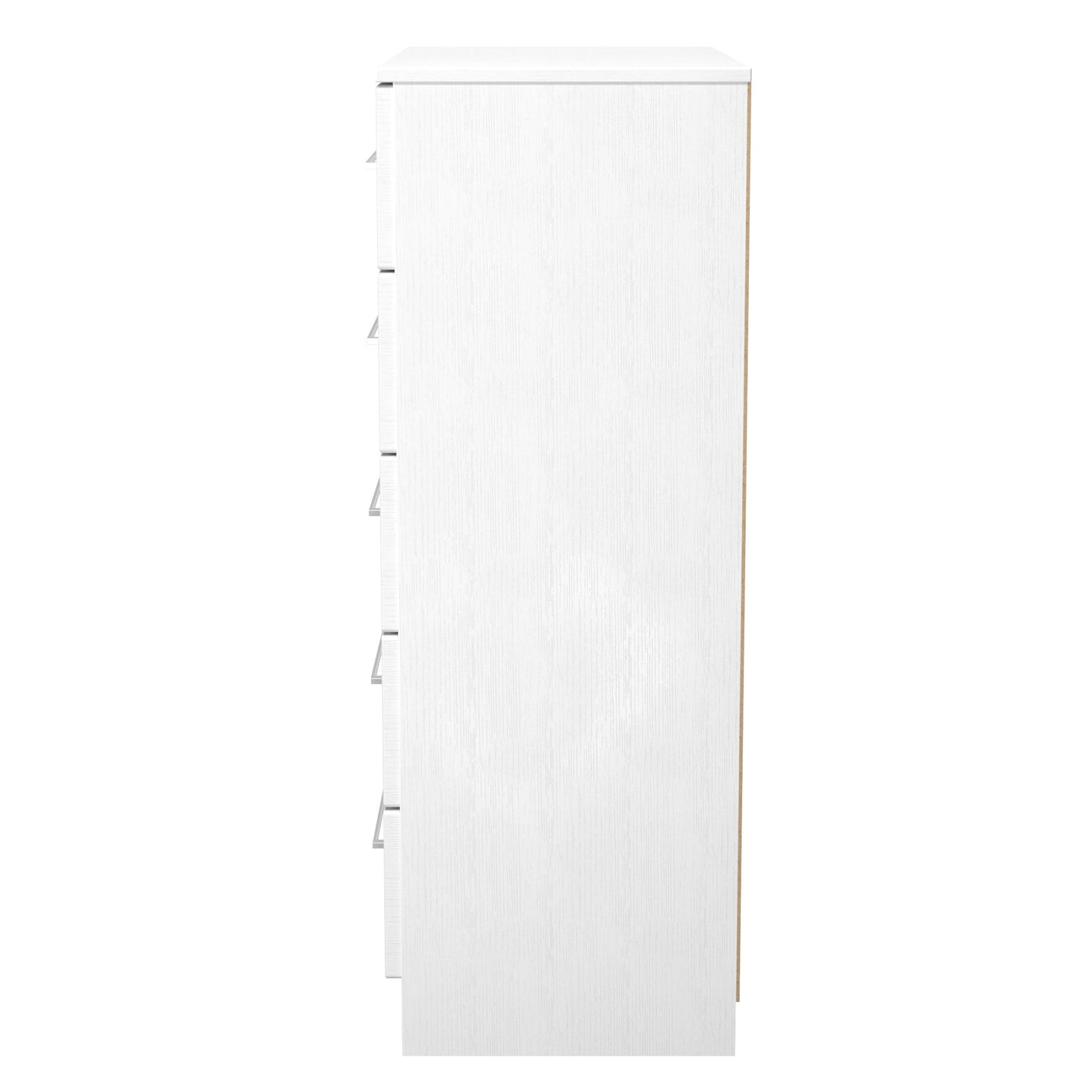 York Tall Chest of Drawers White 5 Drawers 74cm