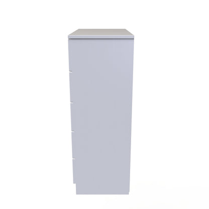 York Tall Chest of Drawers White 5 Drawers 74cm