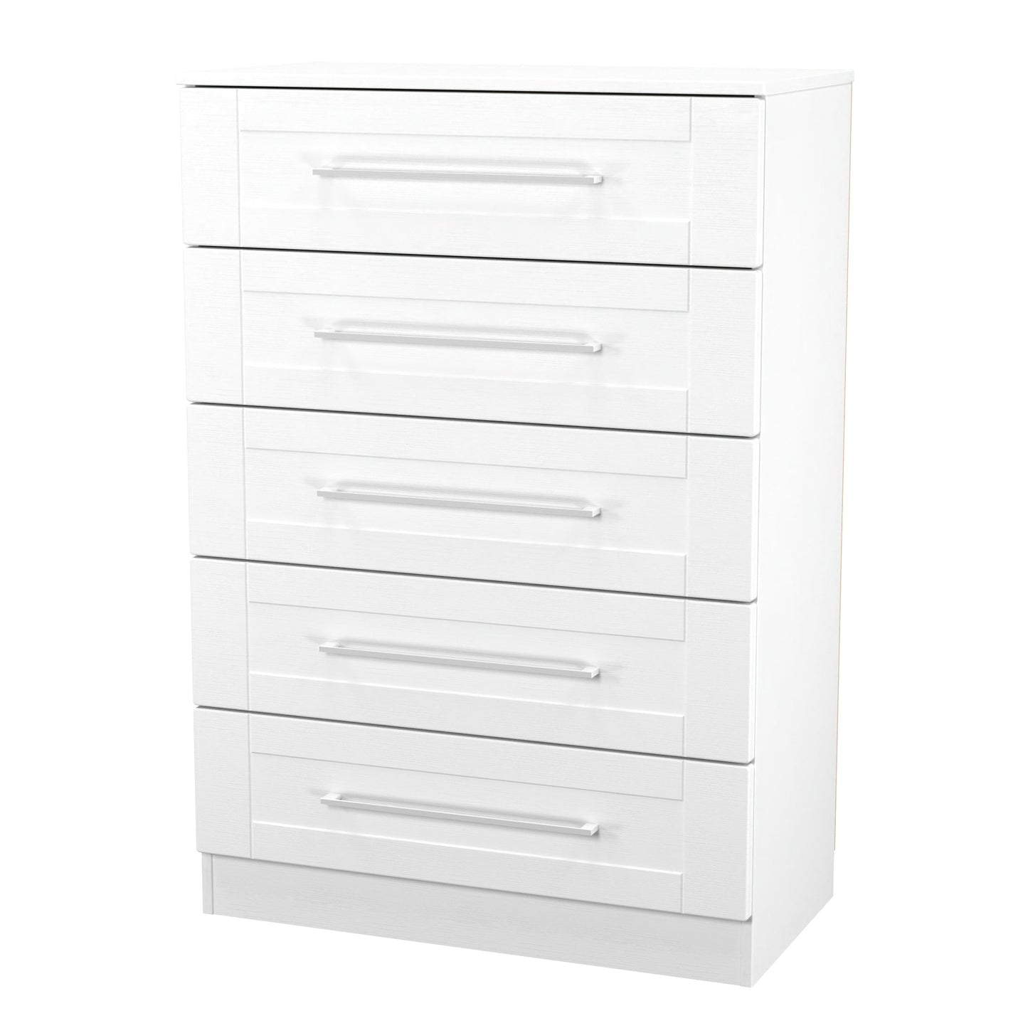 York Tall Chest of Drawers White 5 Drawers 74cm