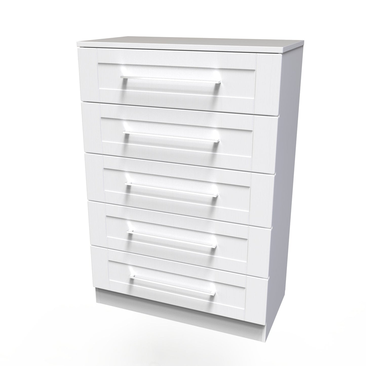 York Tall Chest of Drawers White 5 Drawers 74cm