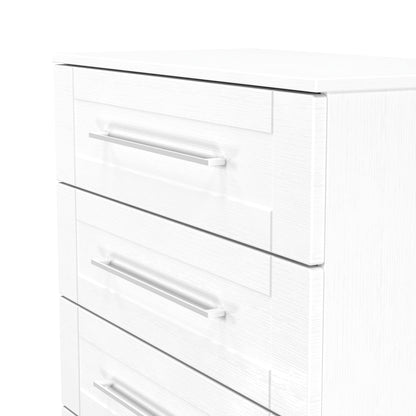 York Tall Chest of Drawers White 5 Drawers 74cm