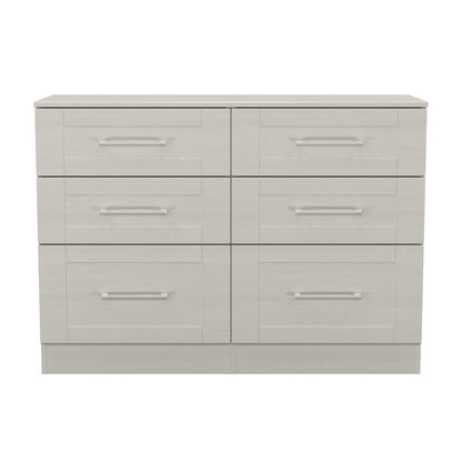 York Large Chest of Drawers Grey 6 Drawers 110cm