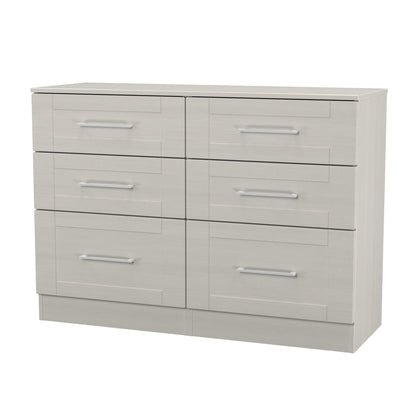 York Large Chest of Drawers Grey 6 Drawers 110cm