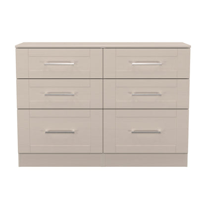 York Large Chest of Drawers Cream 6 Drawers 110cm