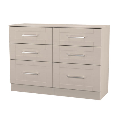 York Large Chest of Drawers Cream 6 Drawers 110cm