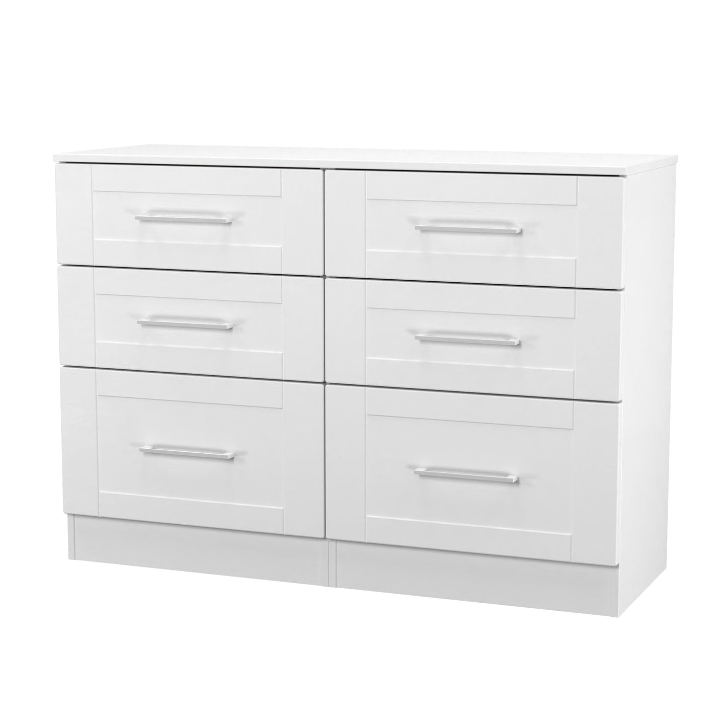 York Large Chest of Drawers White 6 Drawers 110cm