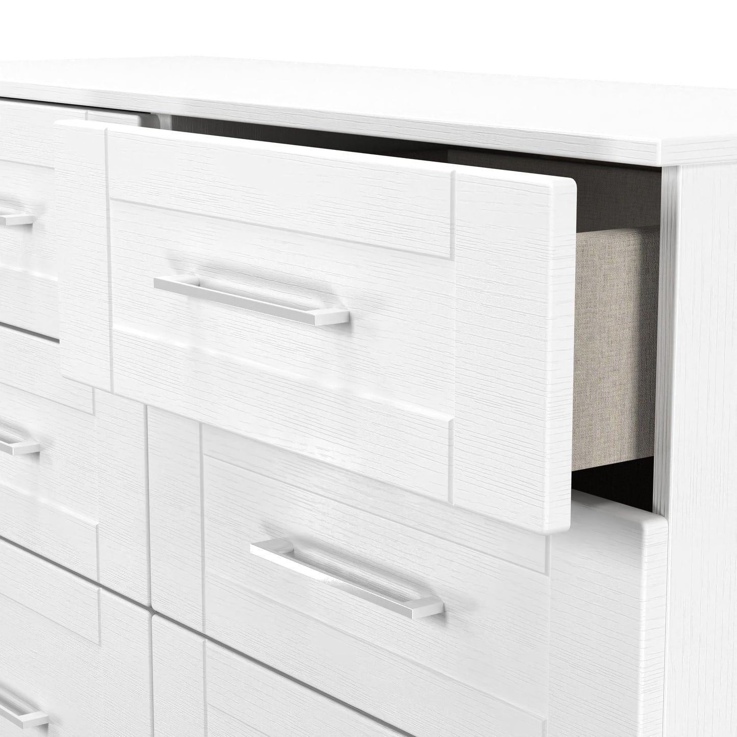 York Large Chest of Drawers White 6 Drawers 110cm