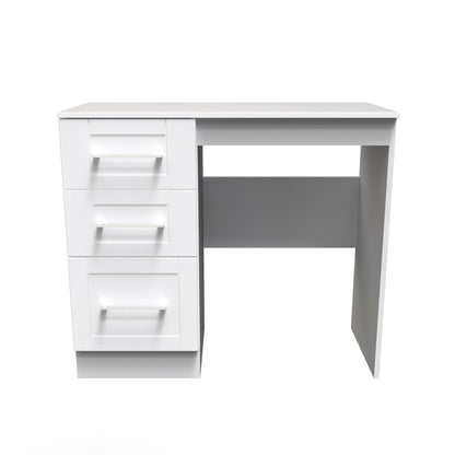 York Desk White 3 Drawers 90cm