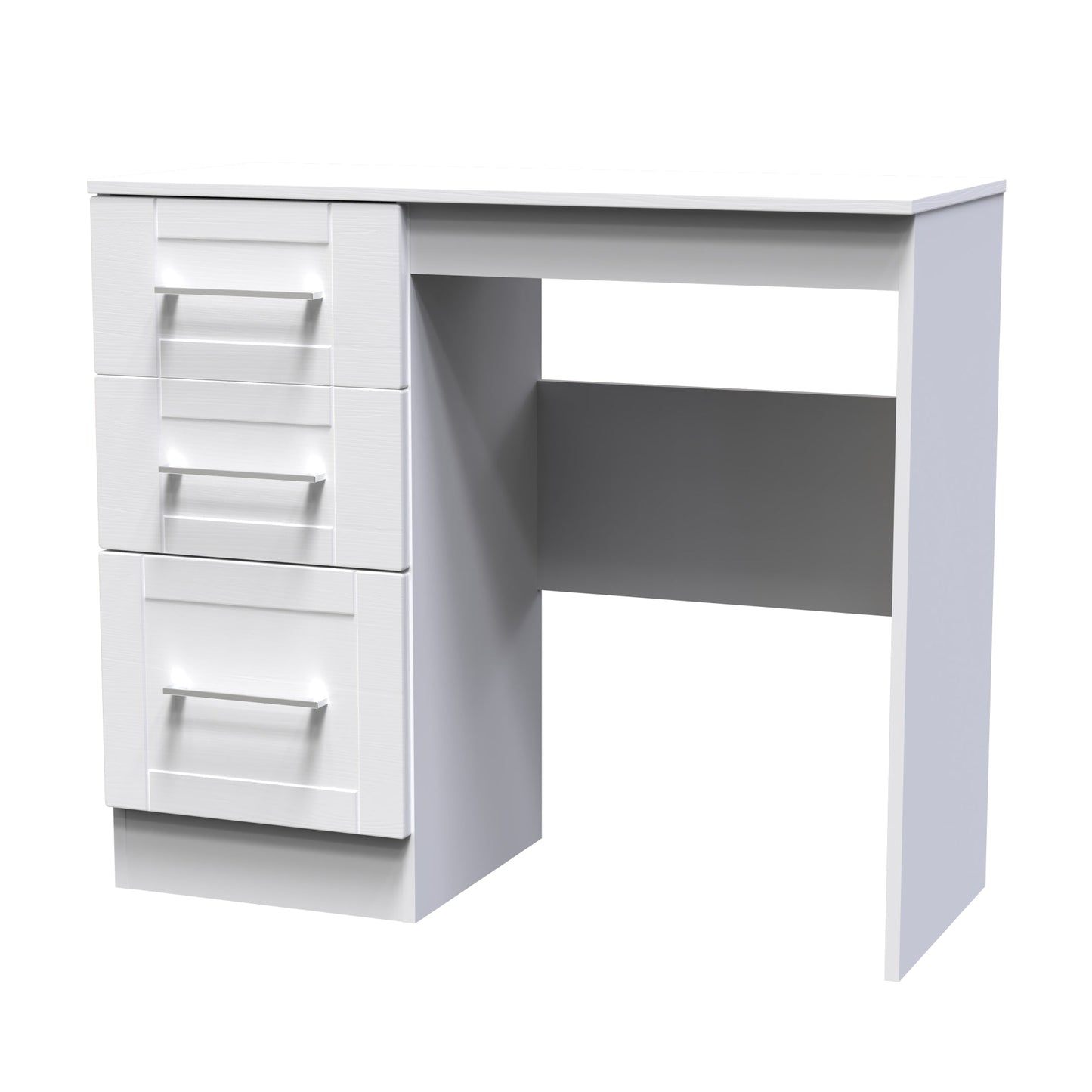 York Desk White 3 Drawers 90cm