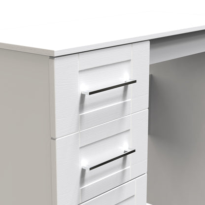 York Desk White 3 Drawers 90cm