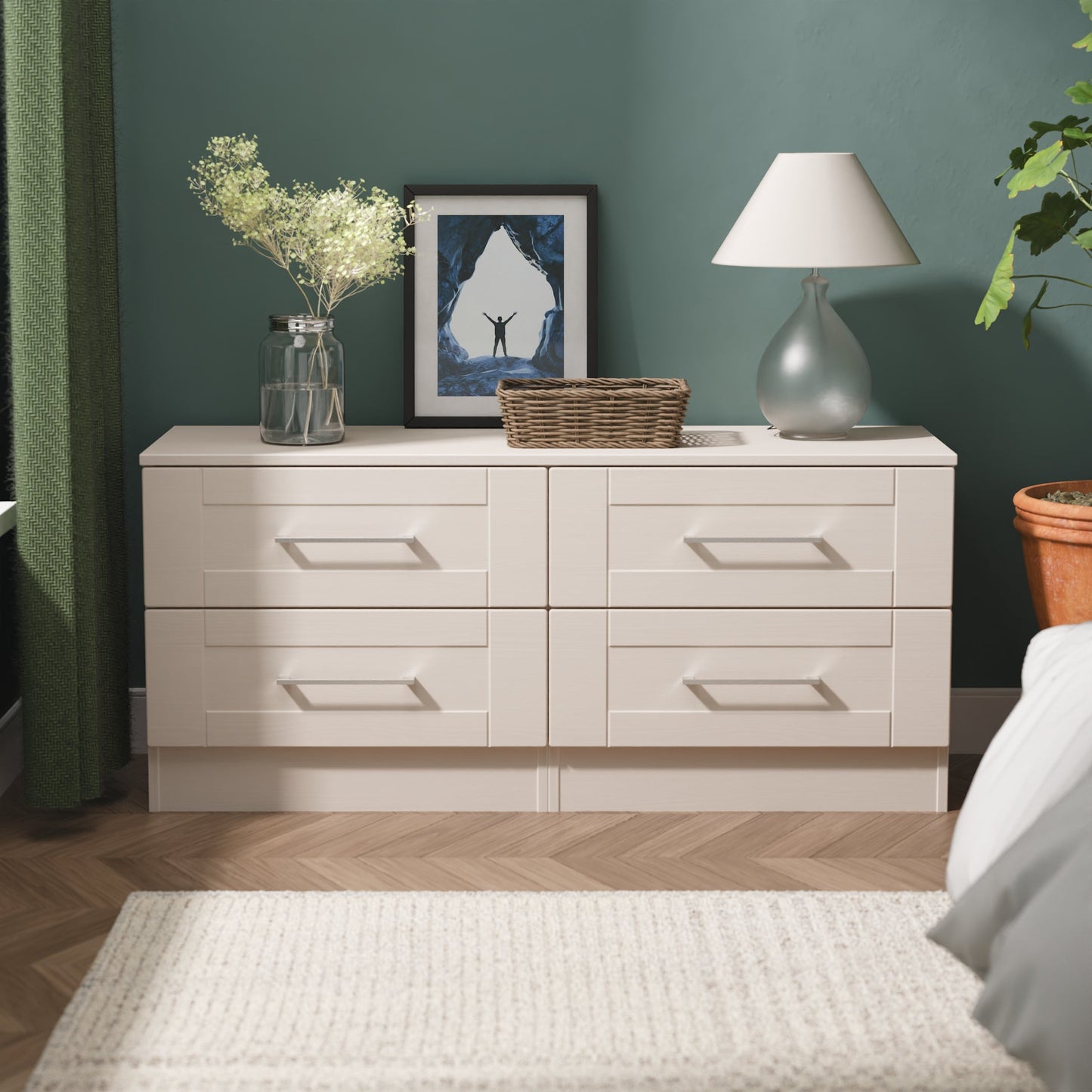 York Large Chest of Drawers Cream 4 Drawers 110cm