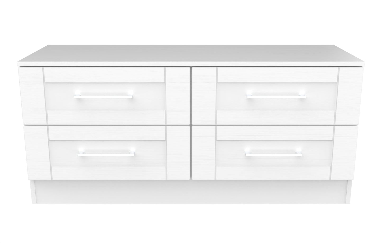 York Large Chest of Drawers White 4 Drawers 110cm