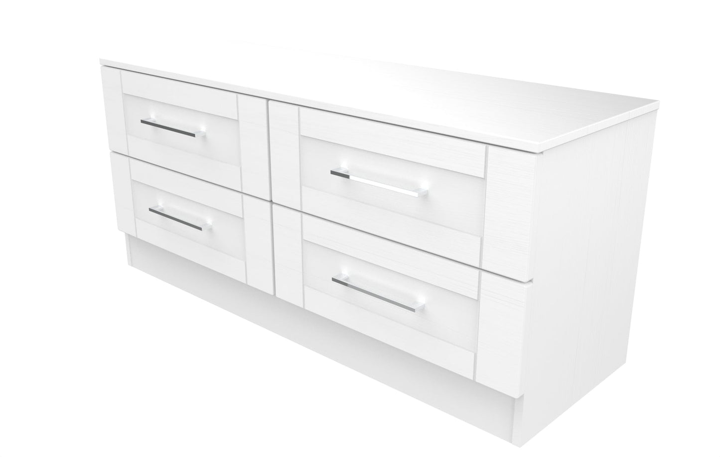 York Large Chest of Drawers White 4 Drawers 110cm