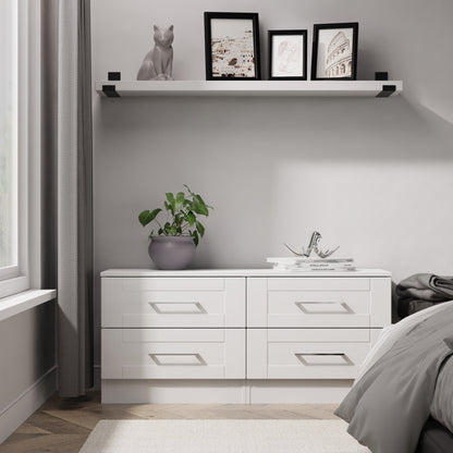 York Large Chest of Drawers White 4 Drawers 110cm