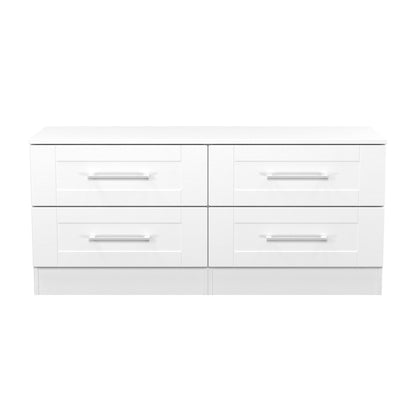 York Large Chest of Drawers White 4 Drawers 110cm
