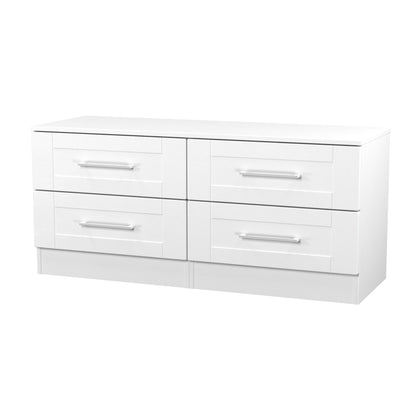 York Large Chest of Drawers White 4 Drawers 110cm