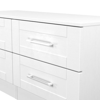 York Large Chest of Drawers White 4 Drawers 110cm