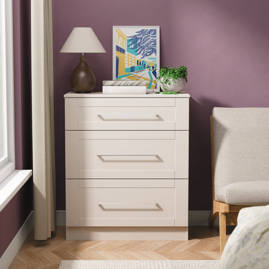York Chest of Drawers Cream 3 Drawers 39cm
