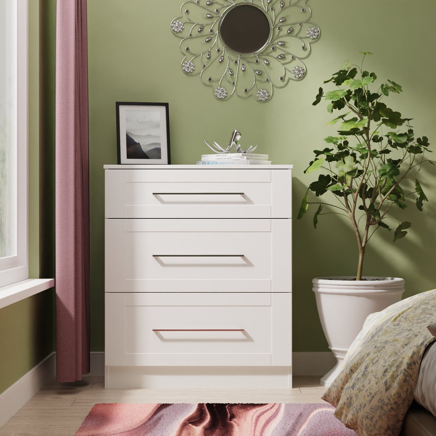 York Chest of Drawers White 3 Drawers 39cm