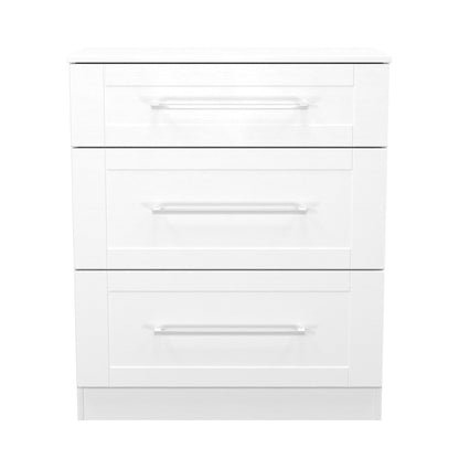 York Chest of Drawers White 3 Drawers 39cm