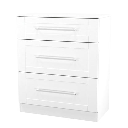 York Chest of Drawers White 3 Drawers 39cm