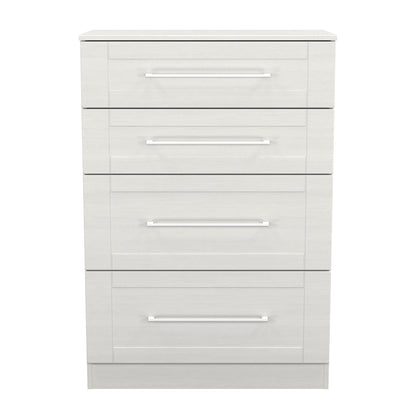 York Tall Chest of Drawers Grey 4 Drawers 74cm