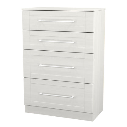 York Tall Chest of Drawers Grey 4 Drawers 74cm