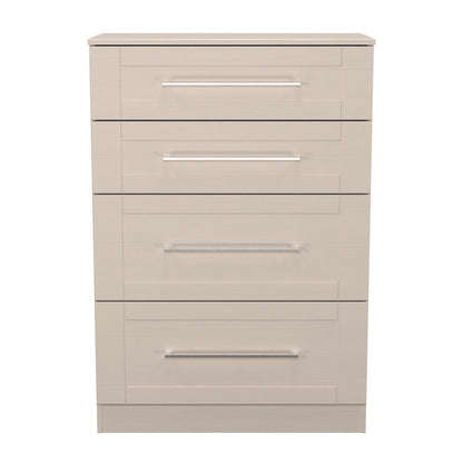York Tall Chest of Drawers Cream 4 Drawers 74cm