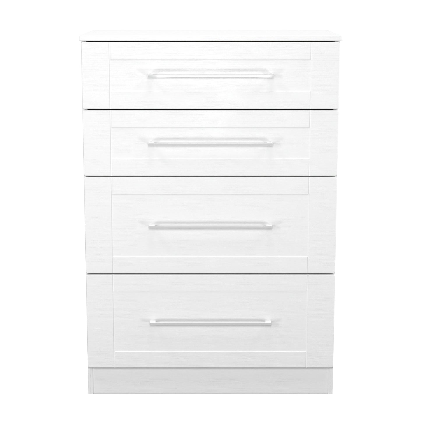 York Tall Chest of Drawers White 4 Drawers 74cm