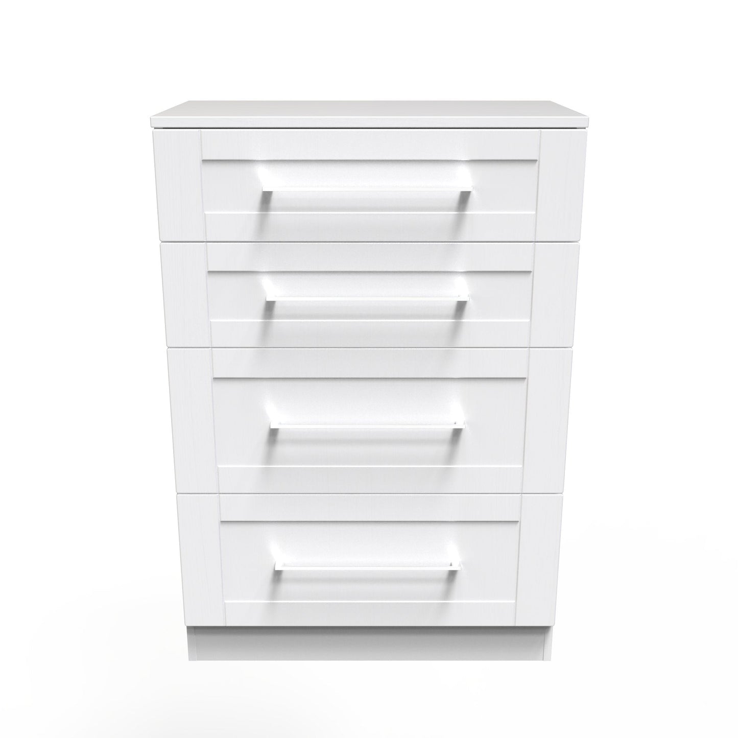 York Tall Chest of Drawers White 4 Drawers 74cm