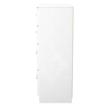 York Tall Chest of Drawers White 4 Drawers 74cm