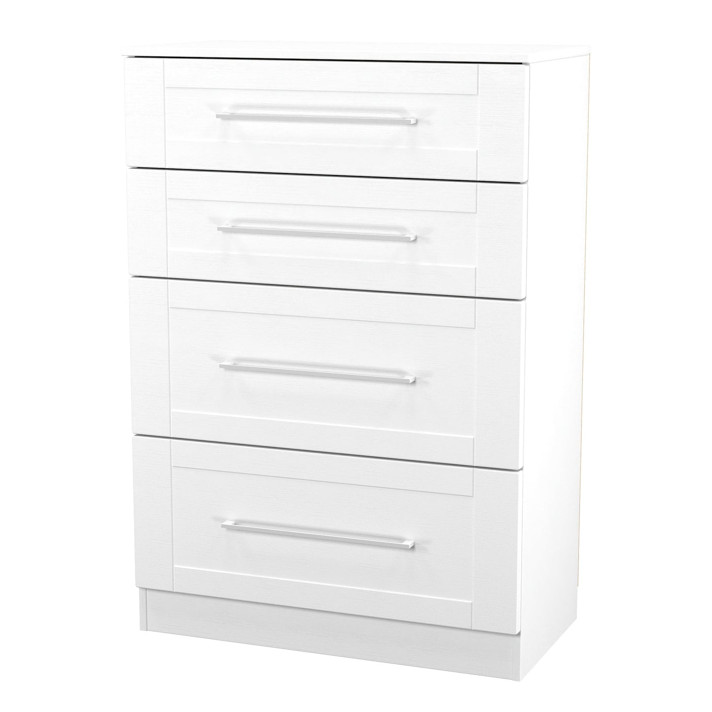 York Tall Chest of Drawers White 4 Drawers 74cm